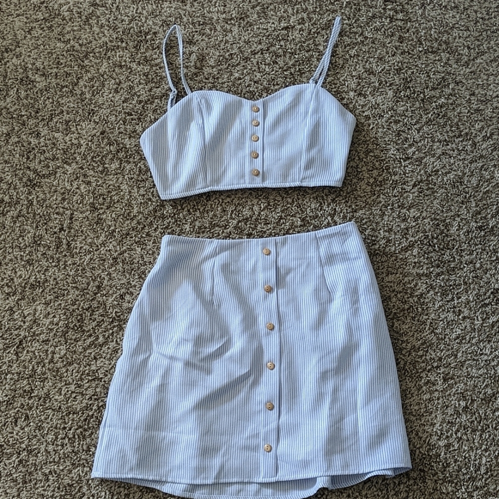 Skirt and crop top set.